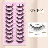 10 Pairs Mink Eyelashes 3D-E01